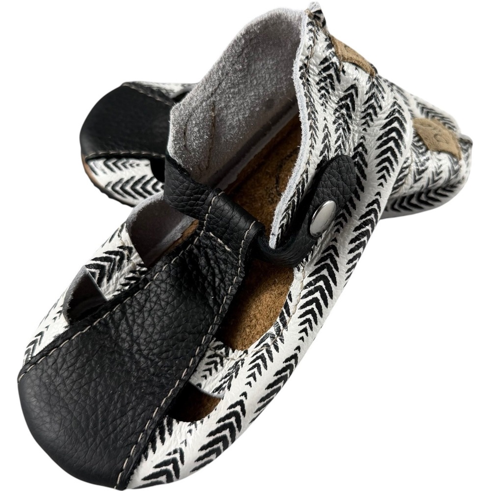 Duchess & Fox Leather Toddler Shoes Size 8 Black White Arrow Handmade USA